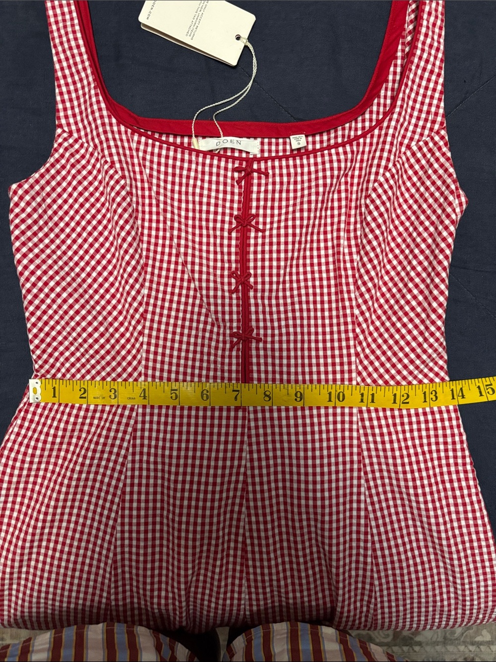 DÔEN Delaney Dress in Rouge La Maddalena Gingham, NWT - Picture 6 of 12